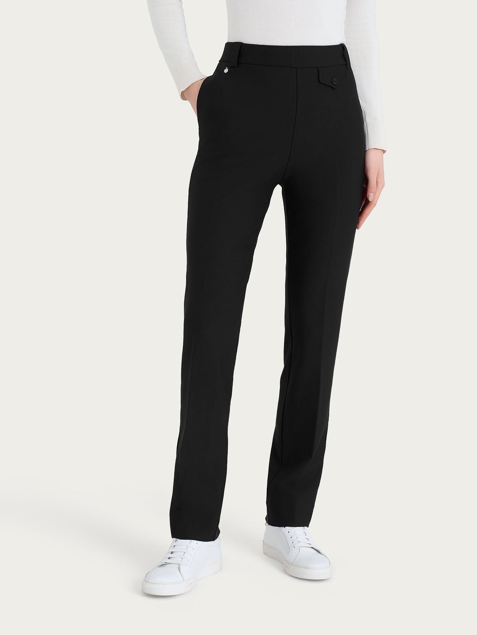 Pantalone dritto con taschino in Compact Neri Donna - Ragno