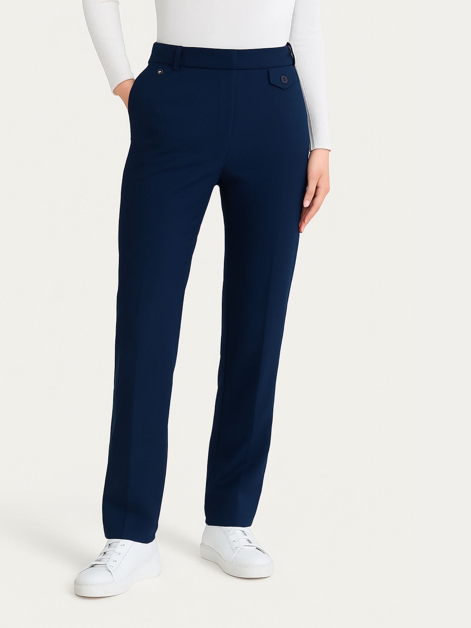 Pantalone dritto con taschino in Compact Blu Donna - Ragno