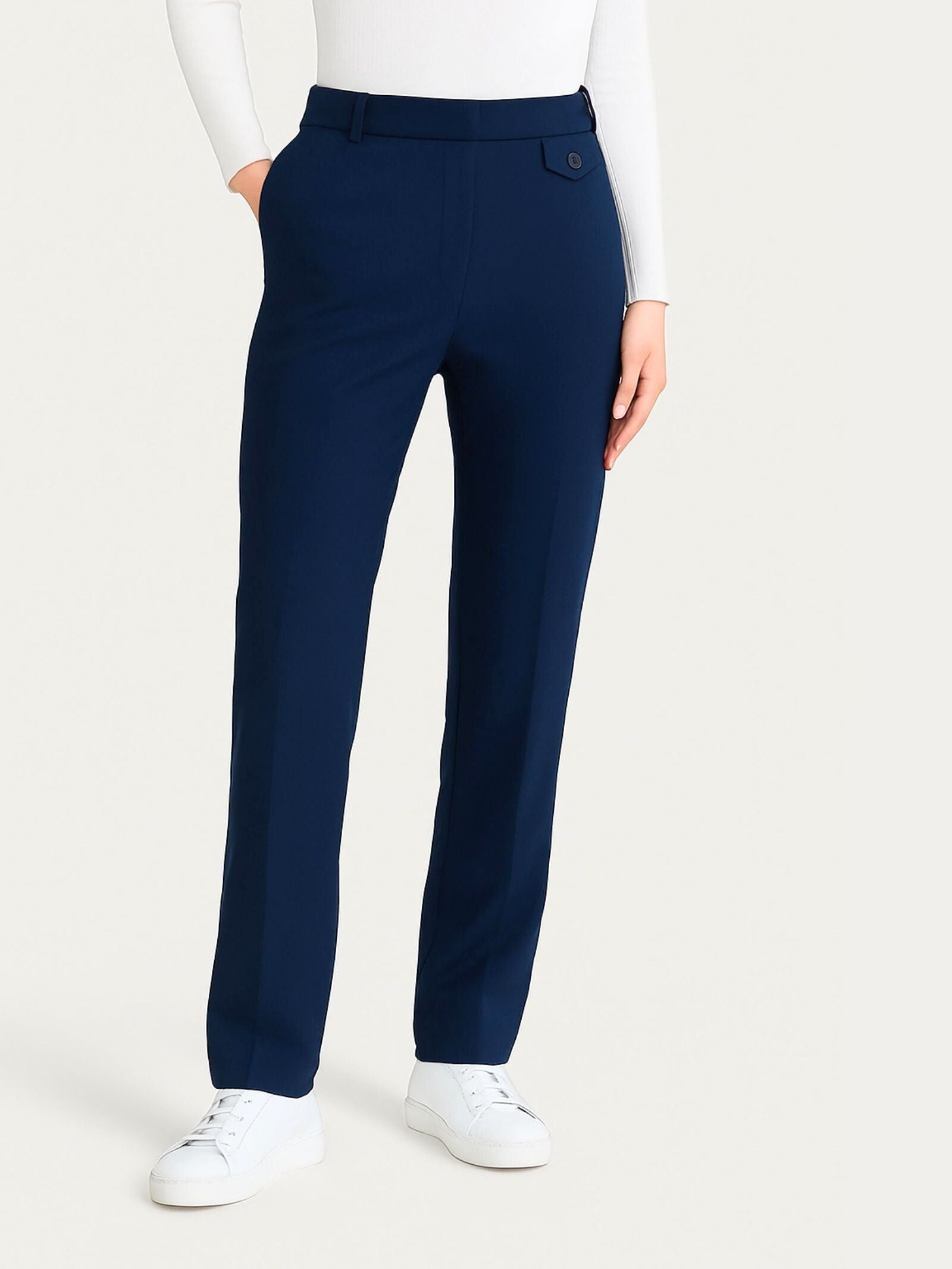 Pantalone dritto con taschino in Compact Blu Donna - Ragno