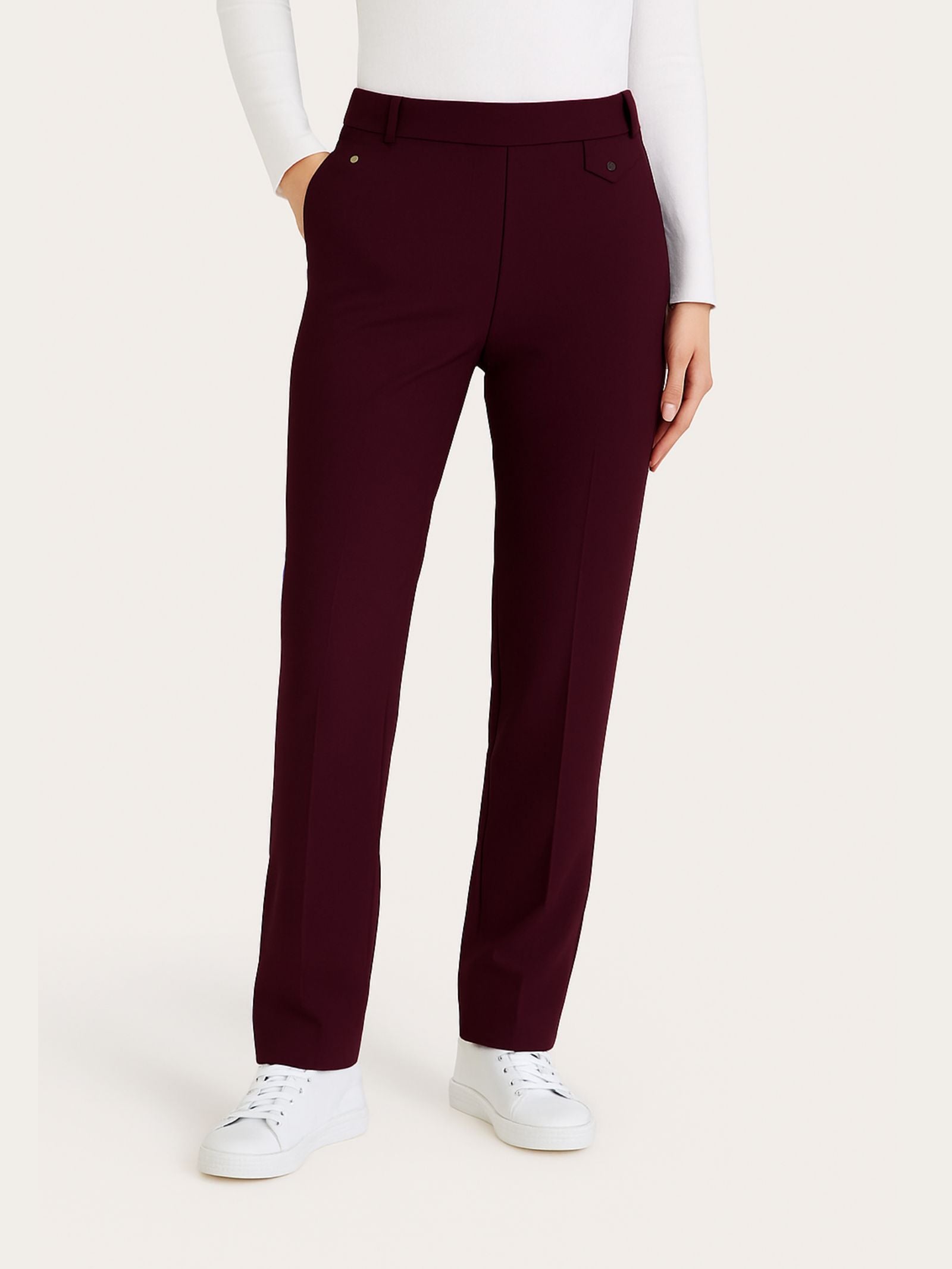 Pantalone dritto con taschino in Compact Viola Donna - Ragno