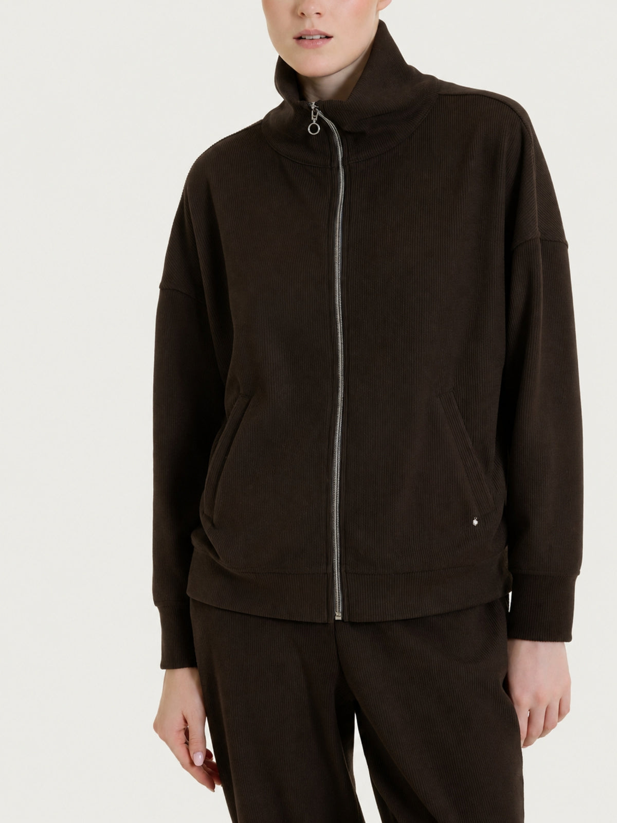 Giubbino con zip in Velvet Marroni Donna - Ragno