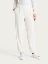 Pantalone a carota con tasche e pinces in Velvet Bianchi Donna - Ragno