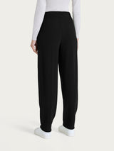 Pantalone a carota con tasche e pinces in Velvet Neri Donna - Ragno