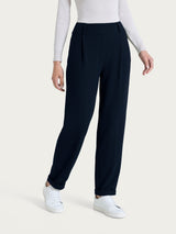 Pantalón carrot con bolsillos y pinzas en terciopelo azul para mujer - Ragno