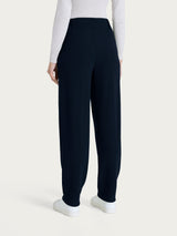 Pantalón carrot con bolsillos y pinzas en terciopelo azul para mujer - Ragno