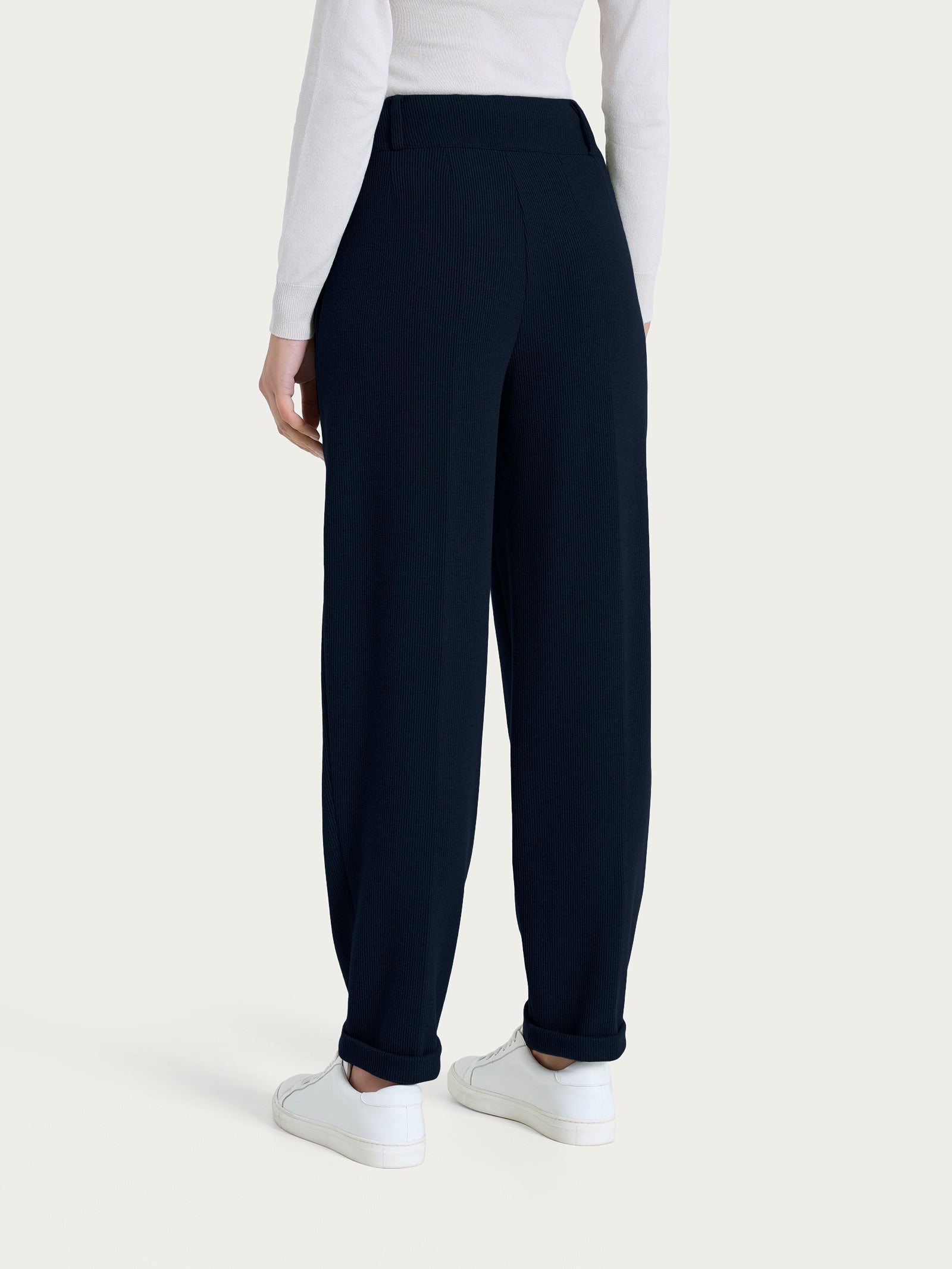 Pantalone a carota con tasche e pinces in Velvet Blu Donna - Ragno