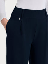 Pantalón carrot con bolsillos y pinzas en terciopelo azul para mujer - Ragno