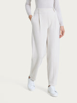 Pantalone a carota con tasche e pinces in Velvet Bianchi Donna - Ragno