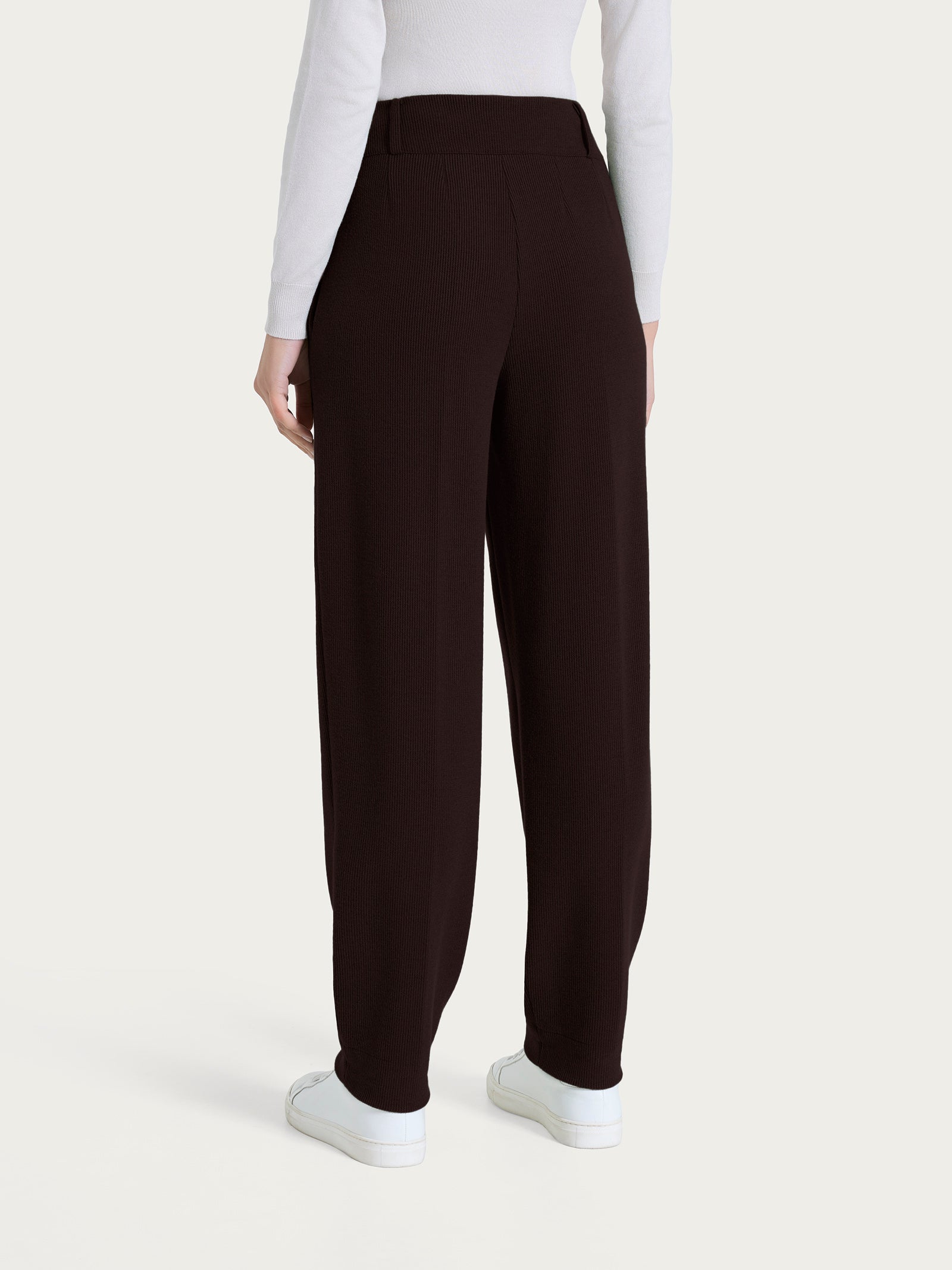 Pantalone a carota con tasche e pinces in Velvet Marroni Donna - Ragno