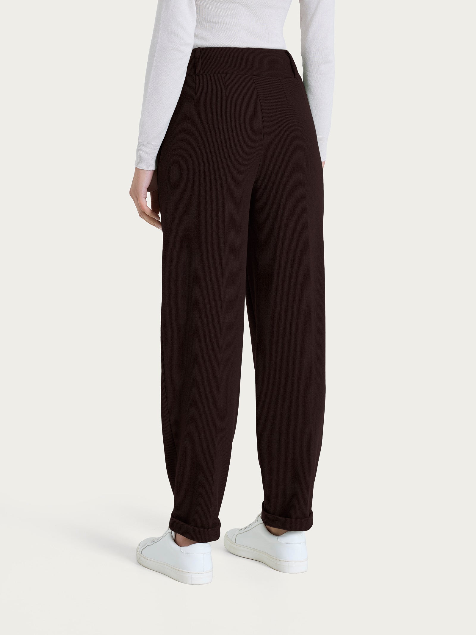 Pantalone a carota con tasche e pinces in Velvet Marroni Donna - Ragno