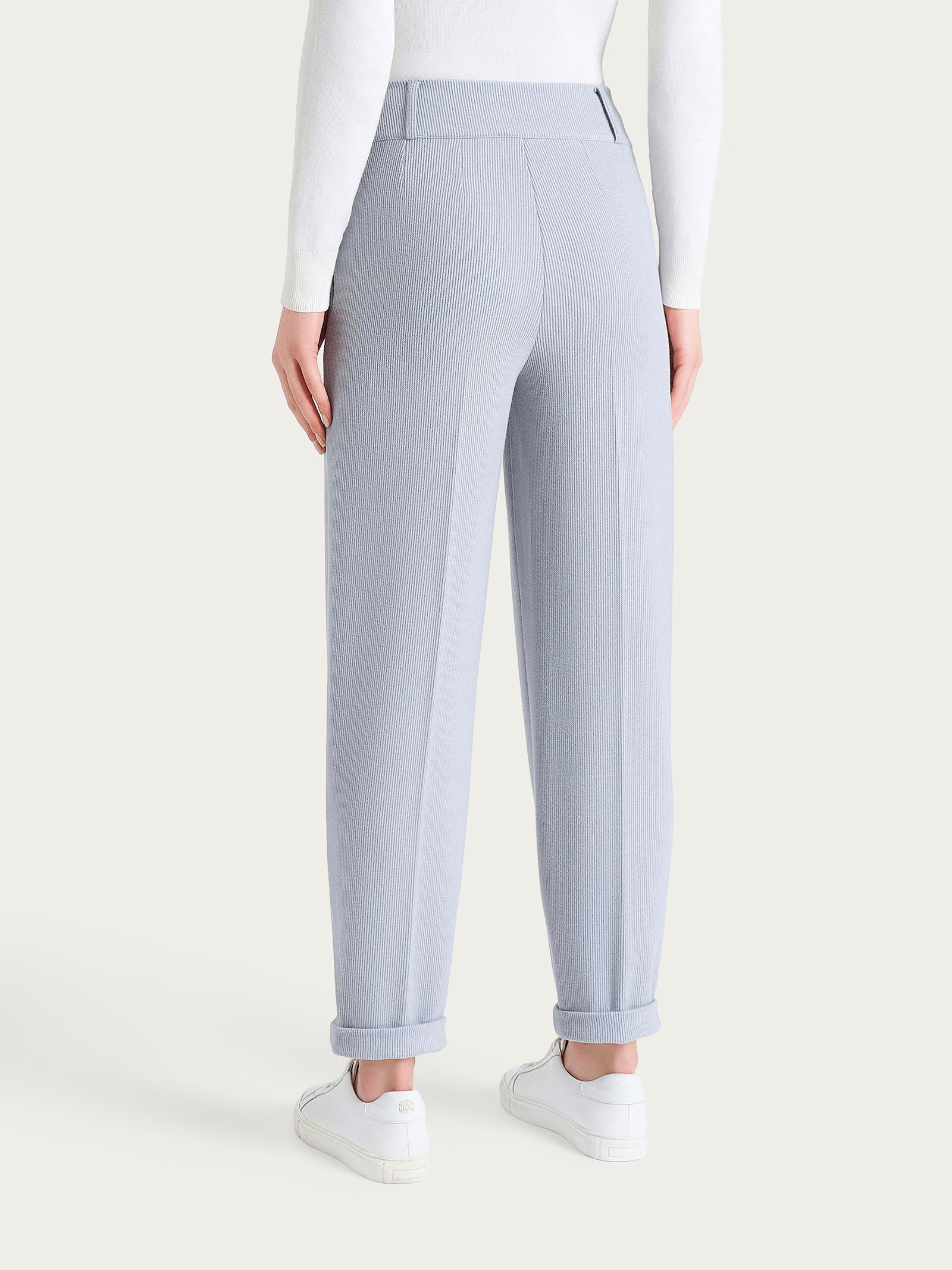 Pantalone a carota con tasche e pinces in Velvet Grigi Donna - Ragno