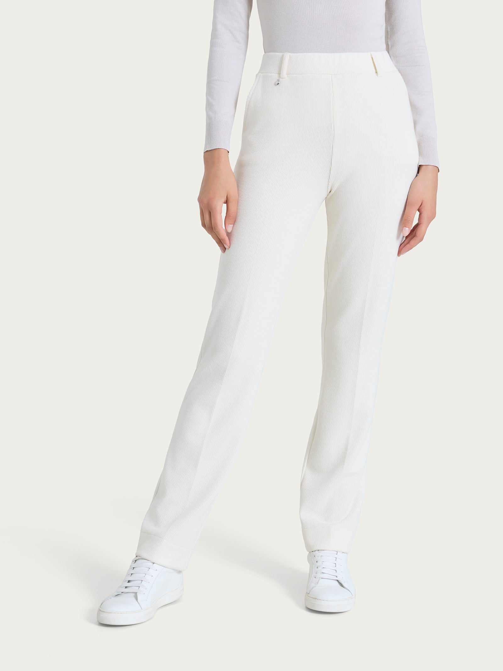 Pantalone dritto con tasche in Velvet Bianchi Donna - Ragno