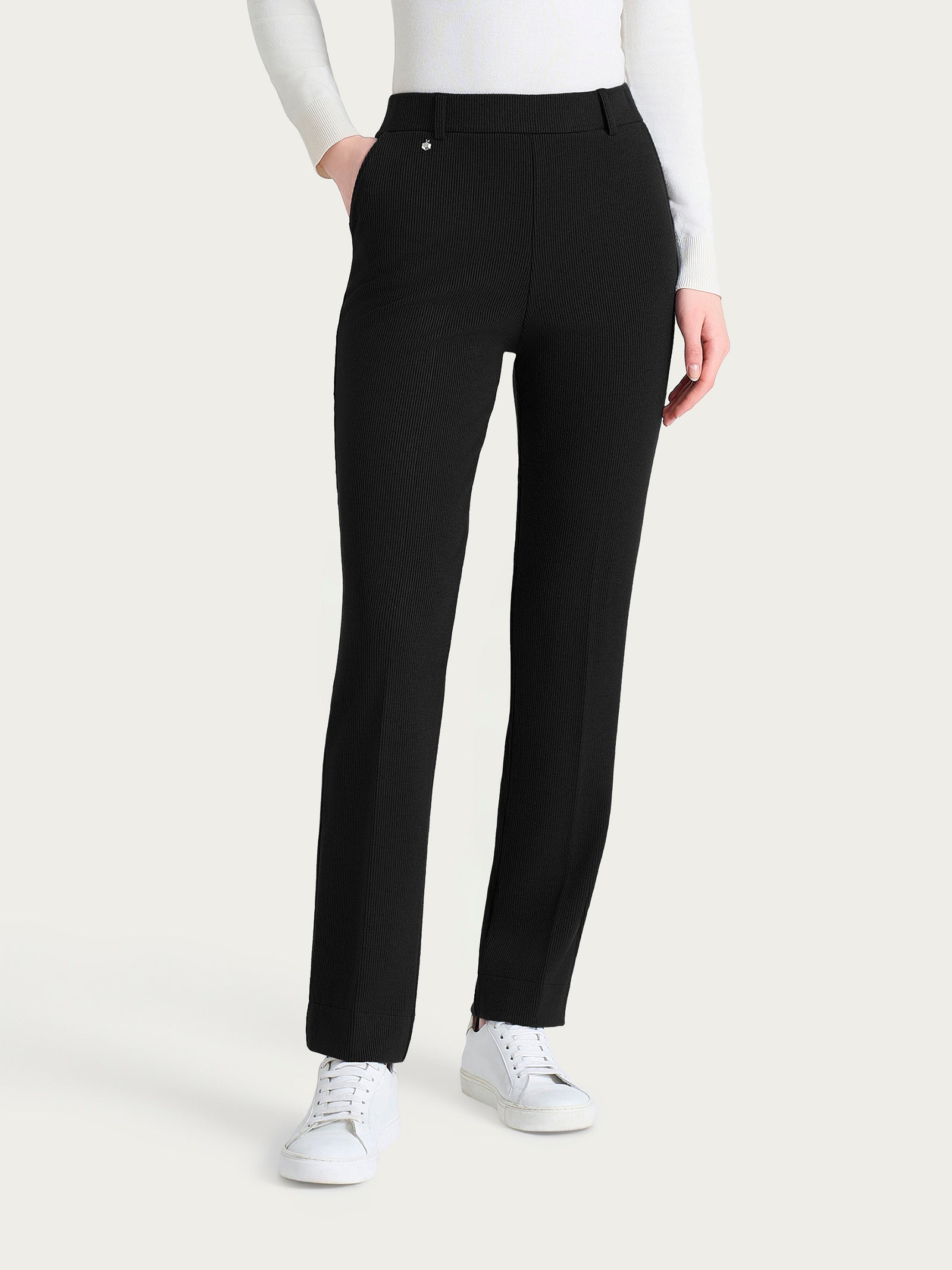 Pantalone dritto con tasche in Velvet Neri Donna - Ragno