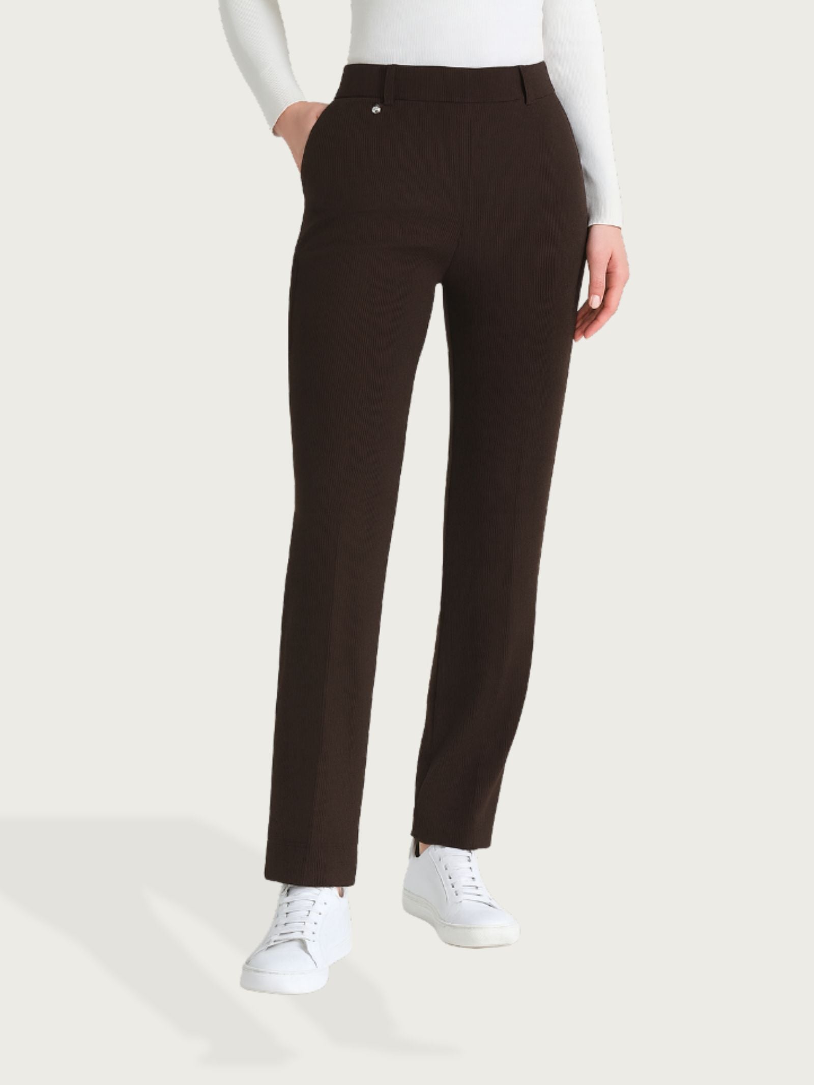 Pantalone dritto con tasche in Velvet Marroni Donna - Ragno