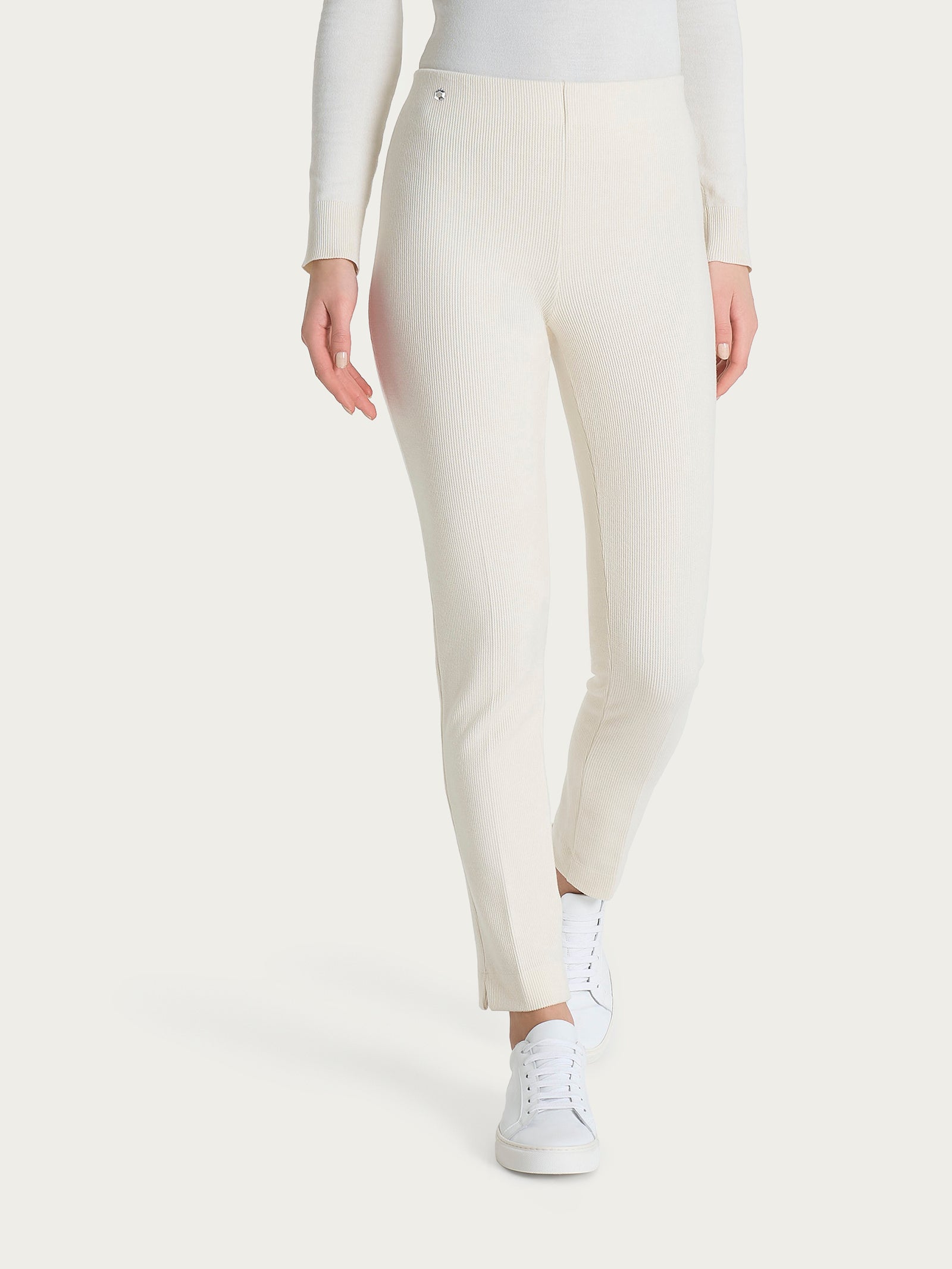 Pantalone a sigaretta con spacchetti in Velvet Bianchi Donna - Ragno