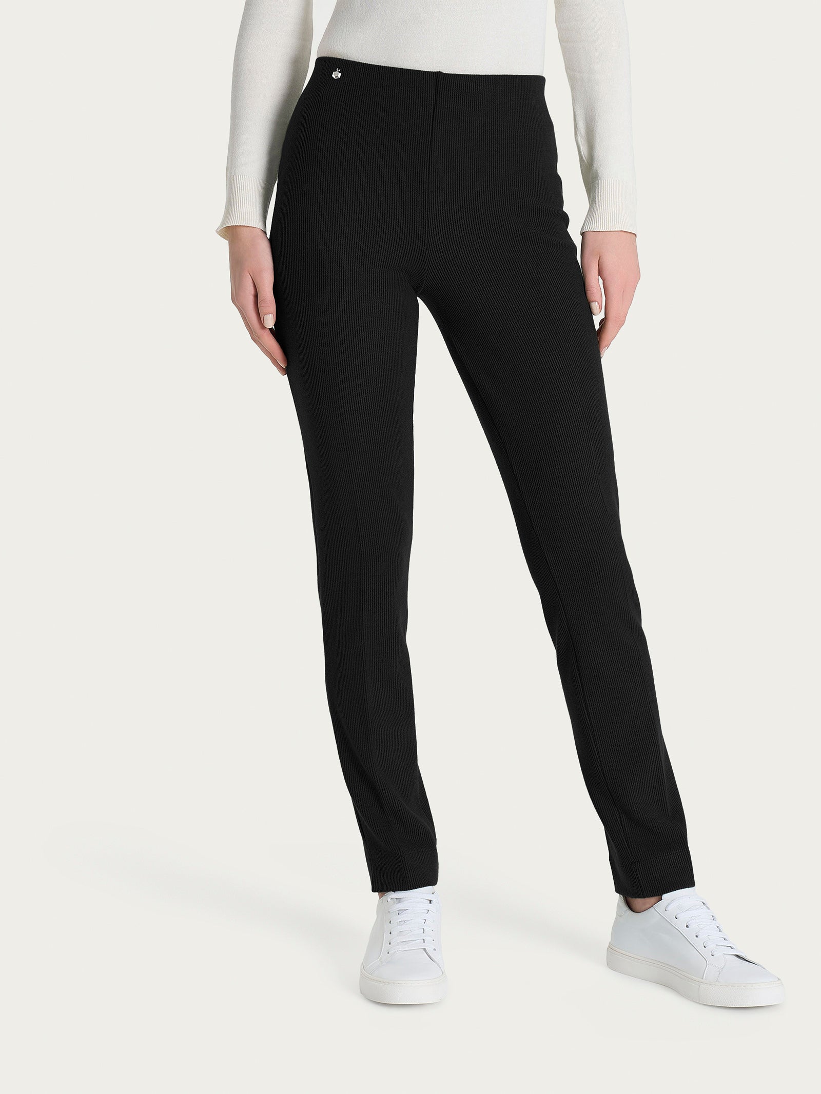 Pantalone a sigaretta con spacchetti in Velvet Neri Donna - Ragno