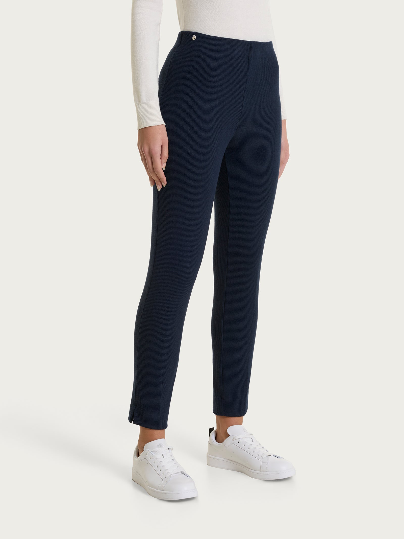 Pantalone a sigaretta con spacchetti in Velvet Blu Donna - Ragno