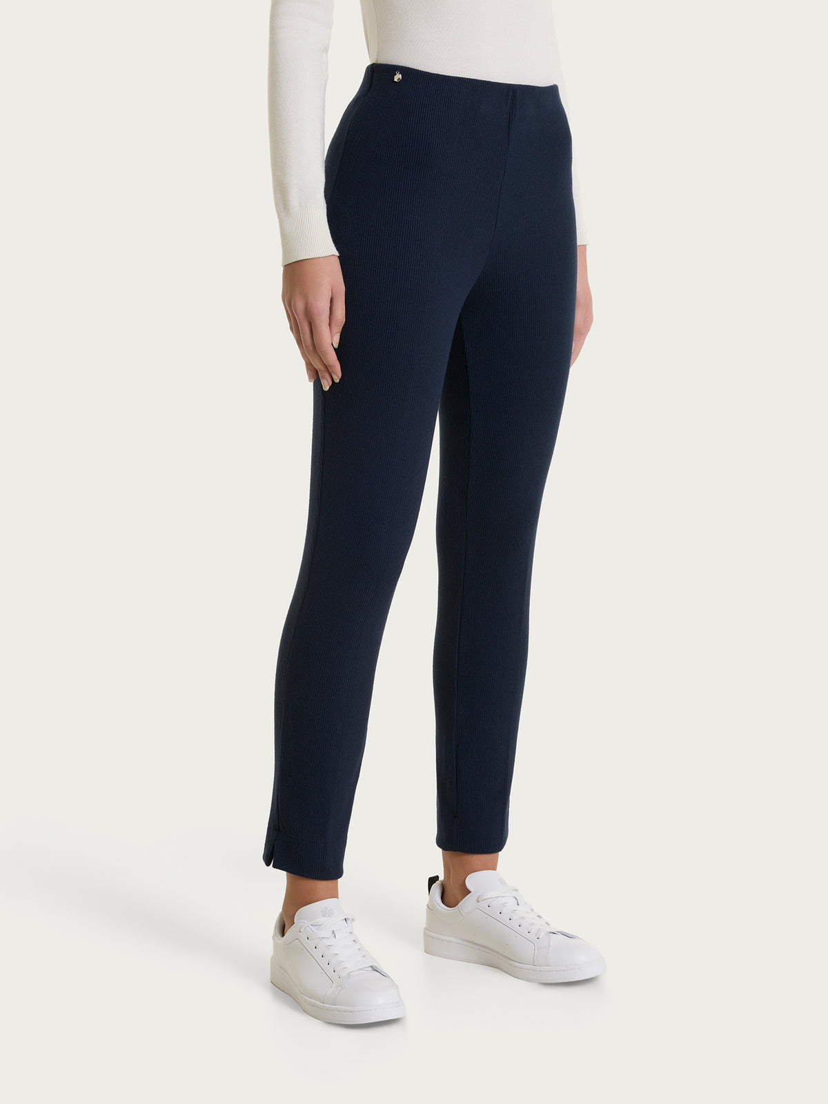 Pantalone a sigaretta con spacchetti in Velvet Blu Donna - Ragno