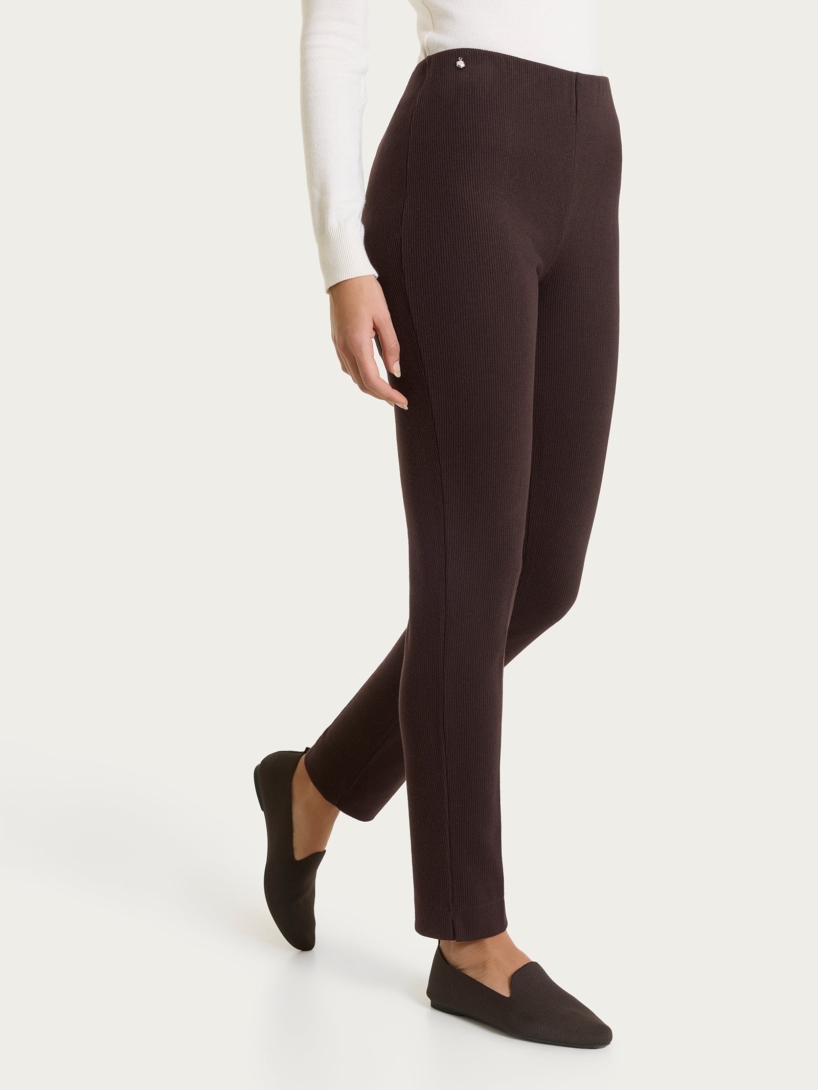 Pantalone a sigaretta con spacchetti in Velvet Marroni Donna - Ragno
