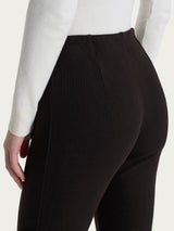 Pantalones pitillo con aberturas laterales de terciopelo marrón para mujer - Ragno