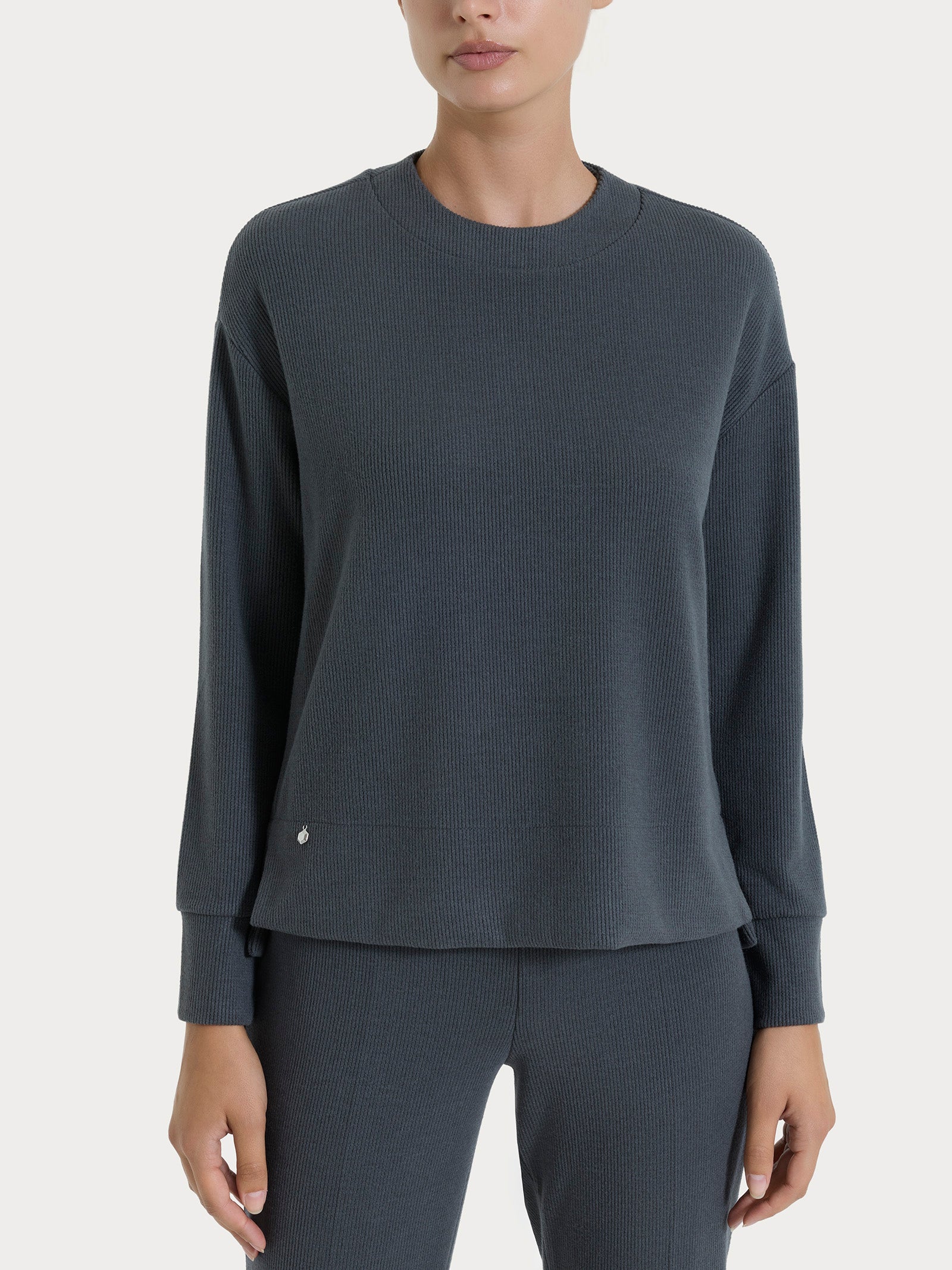 Felpa girocollo in Velvet  Grigi Donna - Ragno