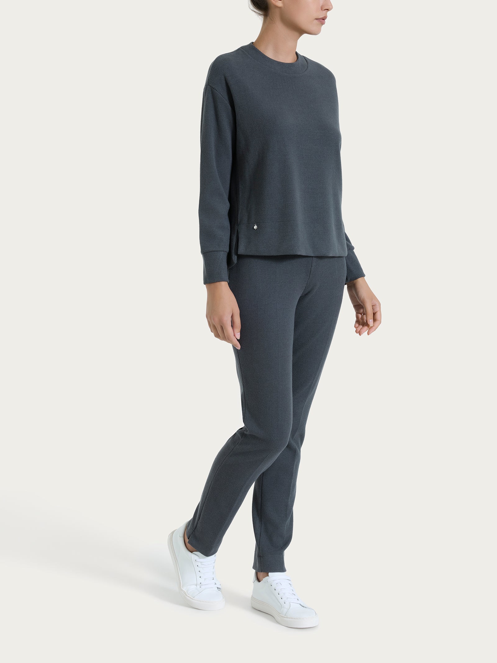 Felpa girocollo in Velvet  Grigi Donna - Ragno