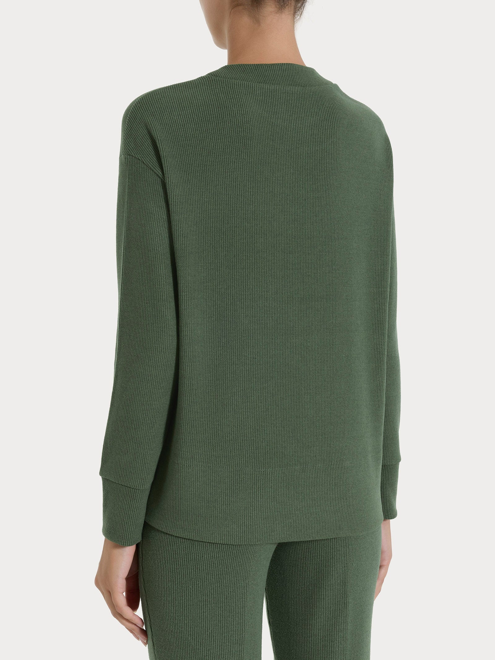 Felpa girocollo in Velvet  Verdi Donna - Ragno