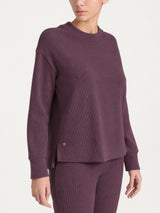 Damen-Sweatshirt mit Rundhalsausschnitt aus Samt in Violett – Ragno