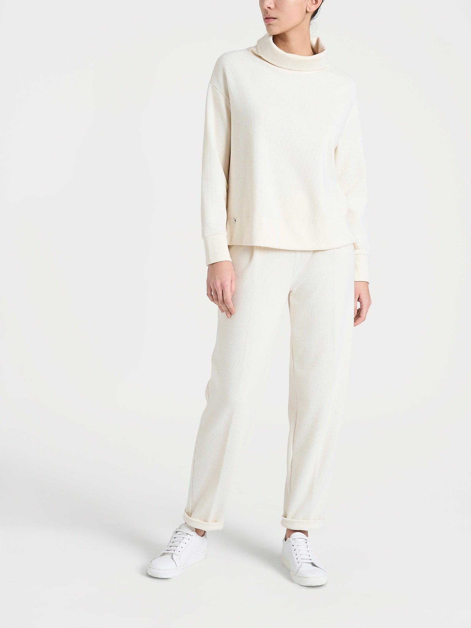 Felpa con collo a ciambella in Velvet  Bianchi Donna - Ragno