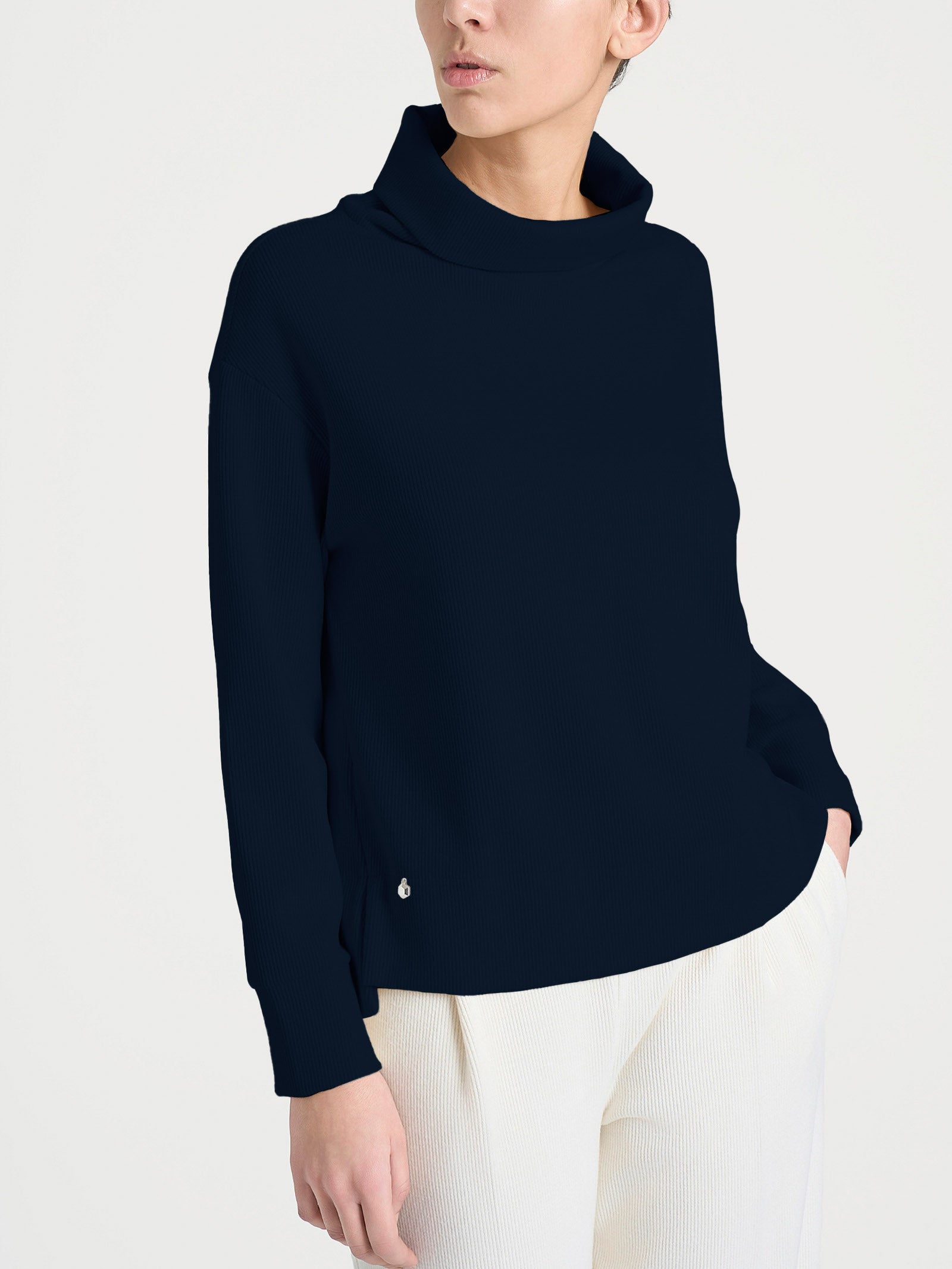 Felpa con collo a ciambella in Velvet  Blu Donna - Ragno