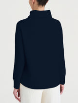 Felpa con collo a ciambella in Velvet  Blu Donna - Ragno