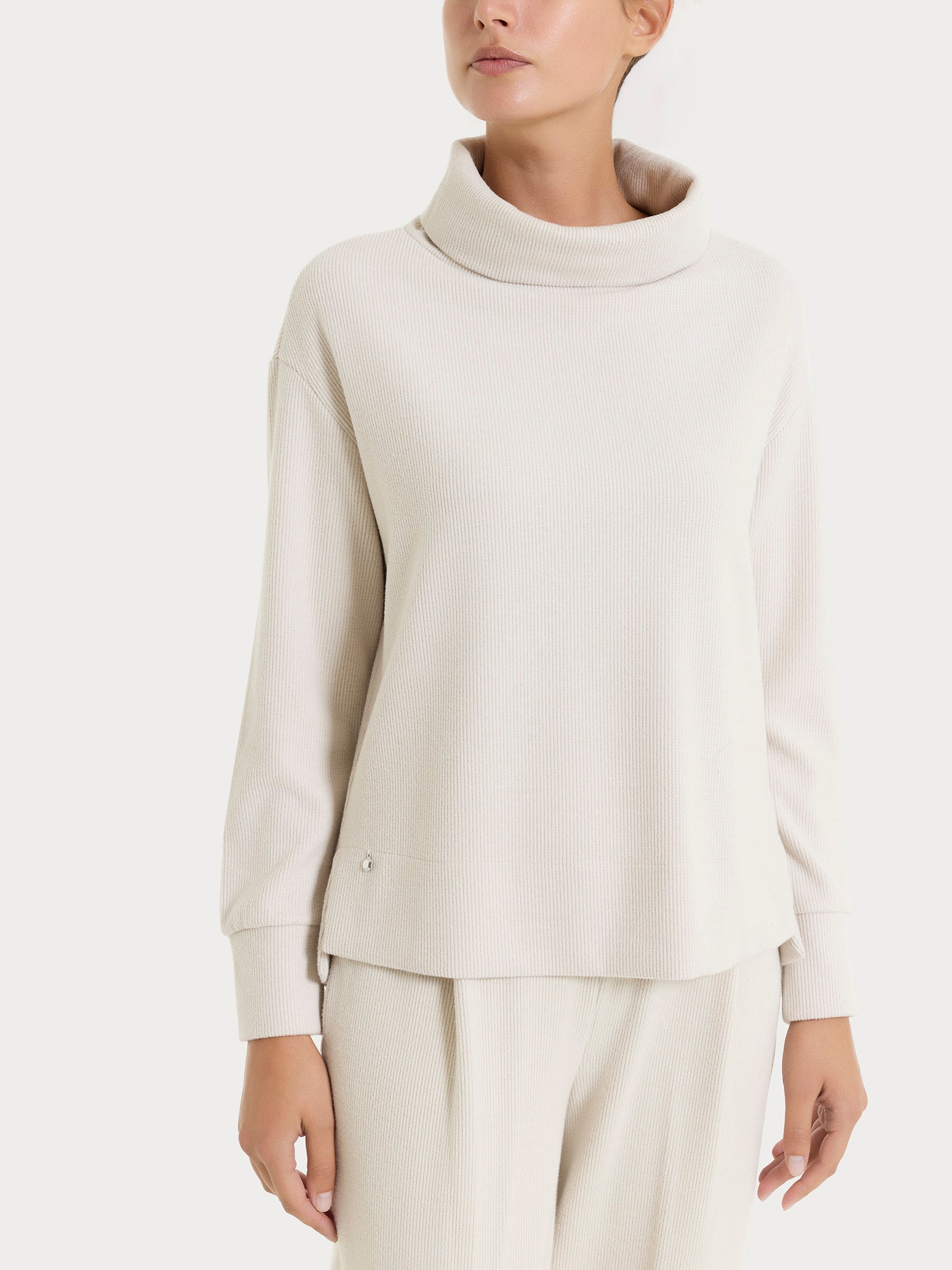 Felpa con collo a ciambella in Velvet  Bianchi Donna - Ragno