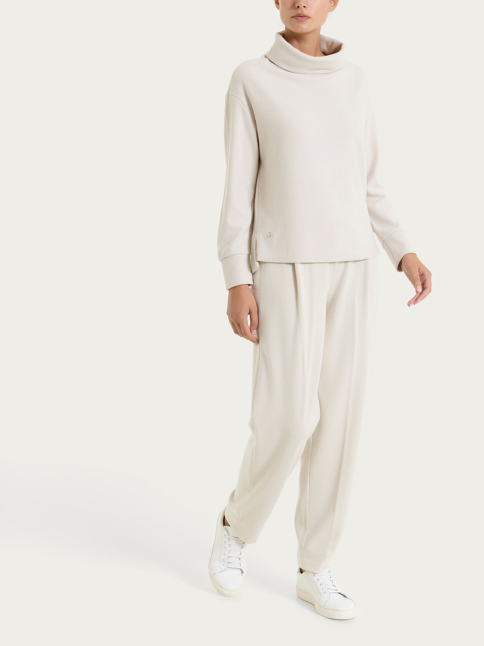 Felpa con collo a ciambella in Velvet  Bianchi Donna - Ragno