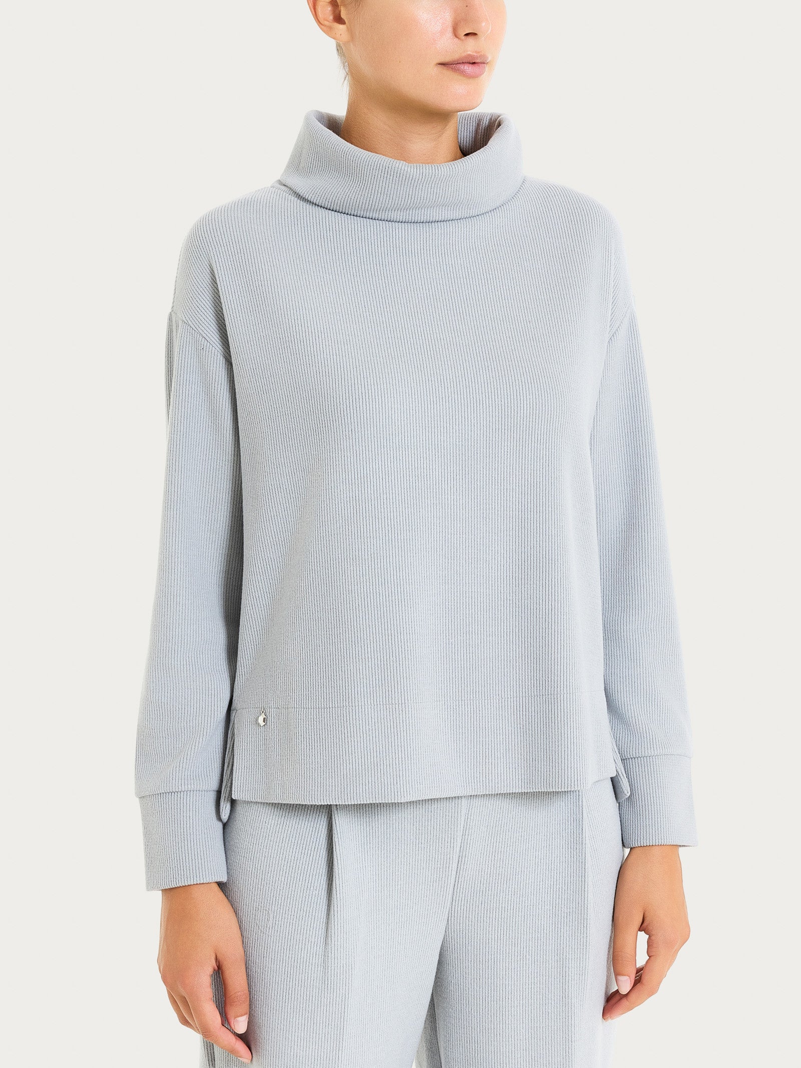 Felpa con collo a ciambella in Velvet  Grigi Donna - Ragno