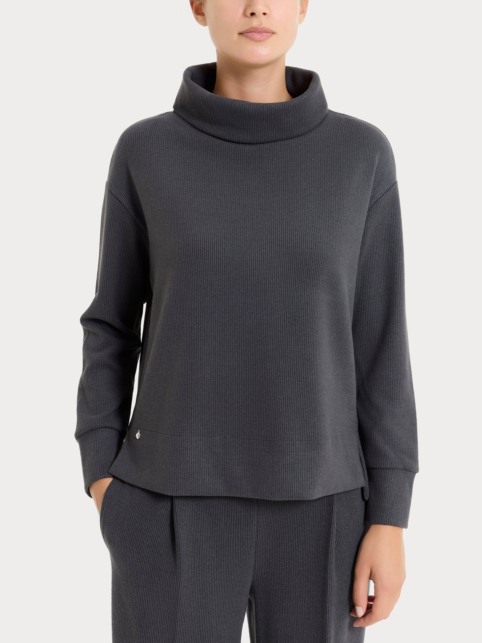Felpa con collo a ciambella in Velvet  Grigi Donna - Ragno