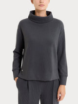 Felpa con collo a ciambella in Velvet  Grigi Donna - Ragno