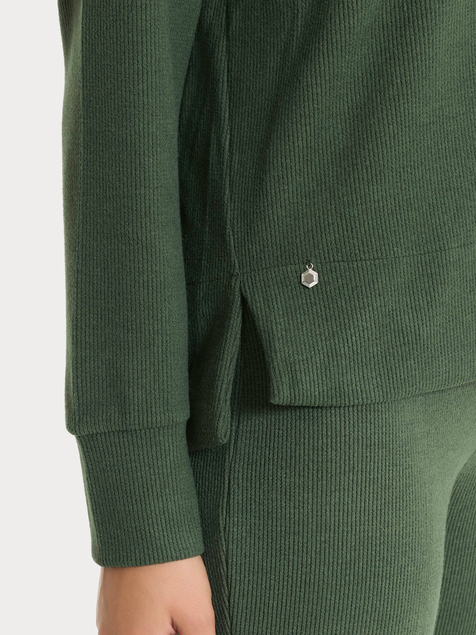 Felpa con collo a ciambella in Velvet  Verdi Donna - Ragno