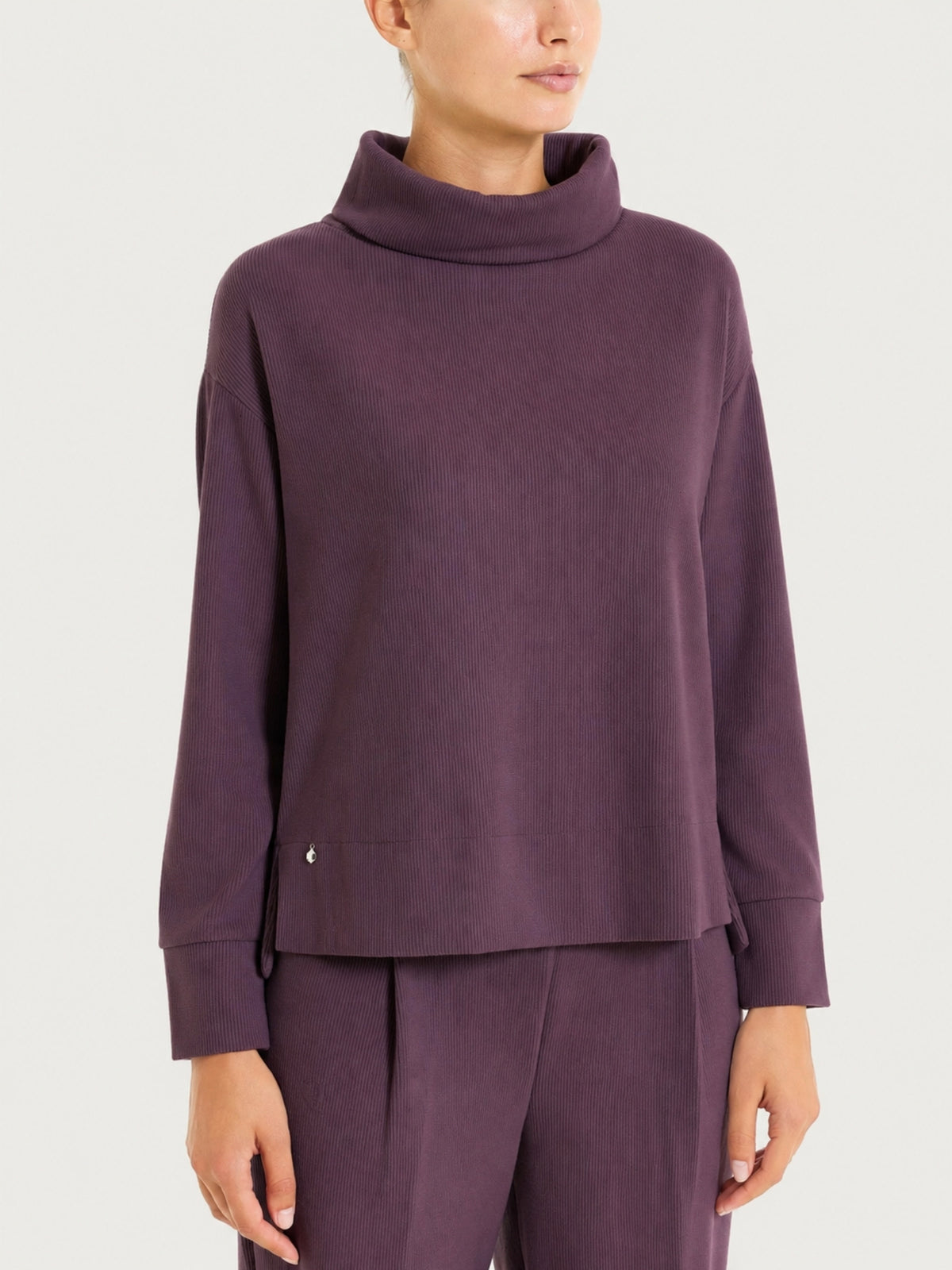 Sudadera con cuello de cuello alto de terciopelo morado para mujer - Ragno
