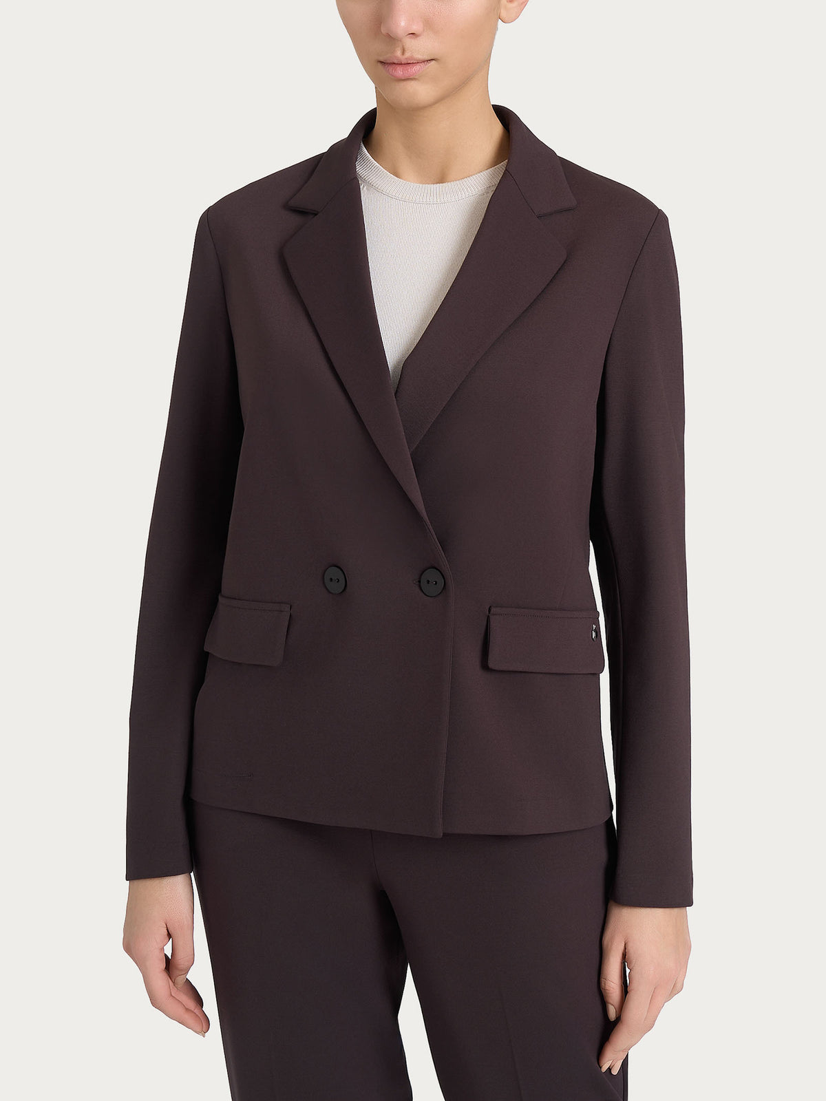 Blazer doppio petto in Compact con Cashmere Marroni Donna - Ragno