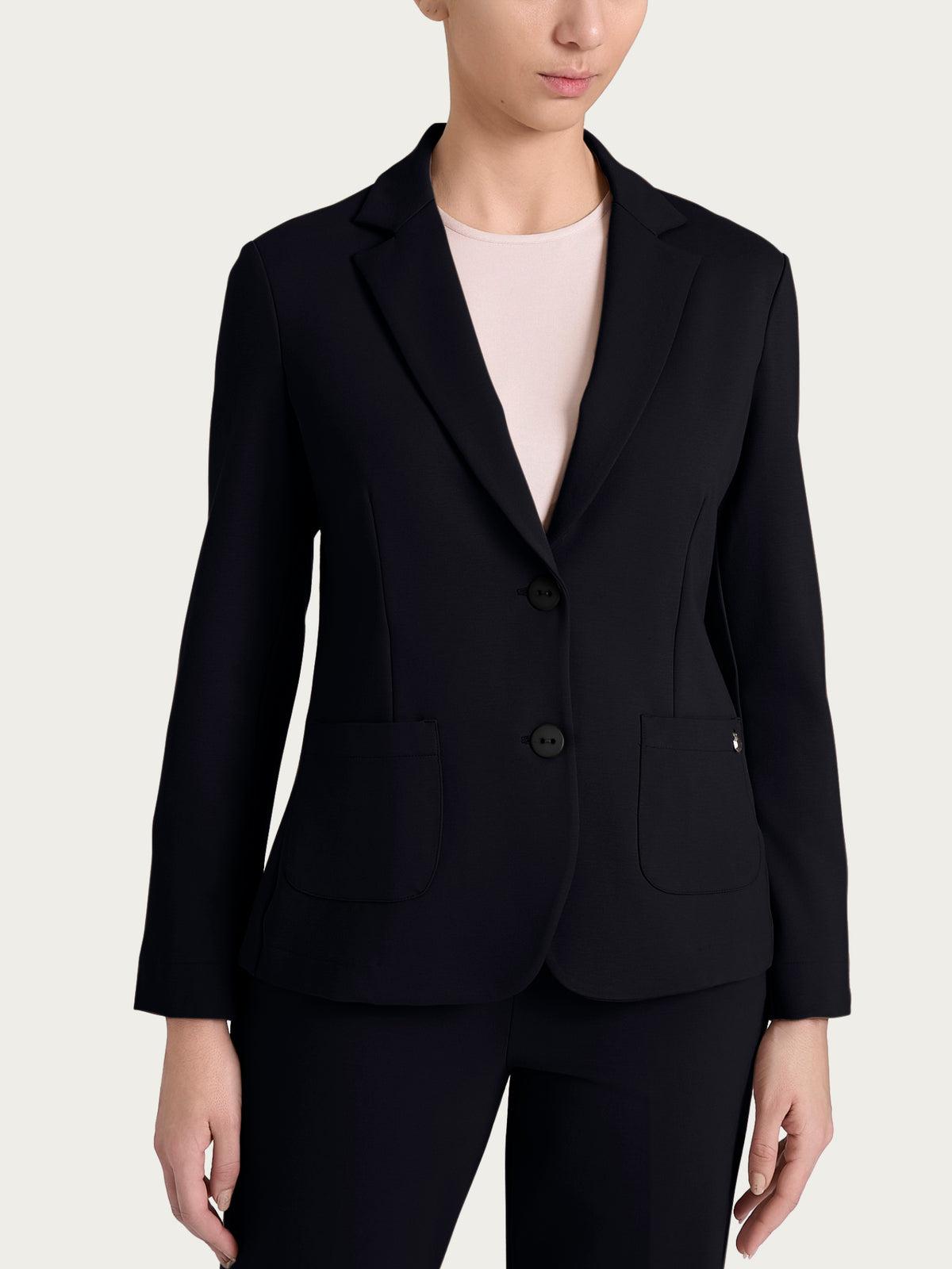 Blazer due bottoni in Compact con Cashmere Neri Donna - Ragno