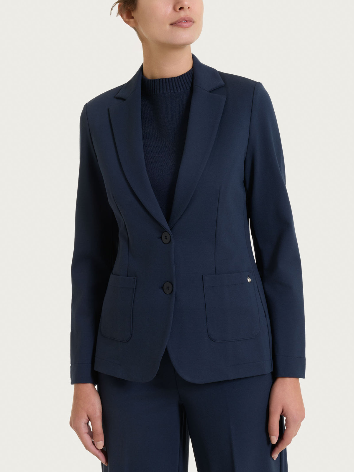 Blazer due bottoni in Compact con Cashmere Blu Donna - Ragno