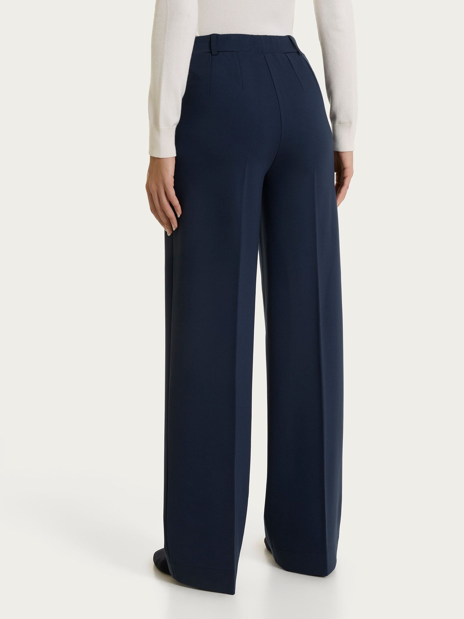 Pantalone a palazzo con tasche in Cashmere Compact Blu Donna - Ragno