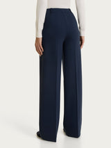 Pantalone a palazzo con tasche in Cashmere Compact Blu Donna - Ragno