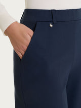 Pantalone a palazzo con tasche in Cashmere Compact Blu Donna - Ragno
