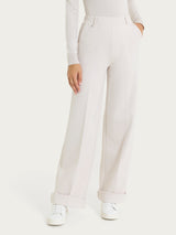 Pantalone a palazzo con tasche in Compact con Cashmere Bianchi Donna - Ragno
