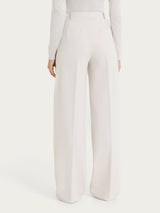 Pantalone a palazzo con tasche in Compact con Cashmere Bianchi Donna - Ragno