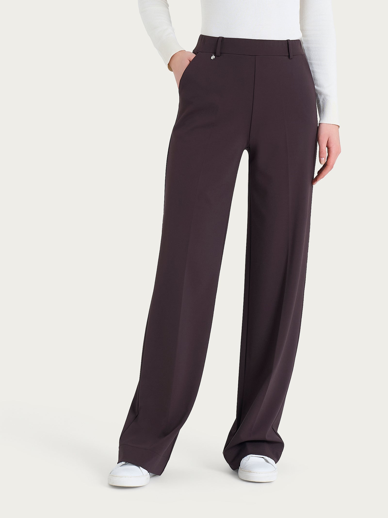 Pantalone a palazzo con tasche in Cashmere Compact Marroni Donna - Ragno