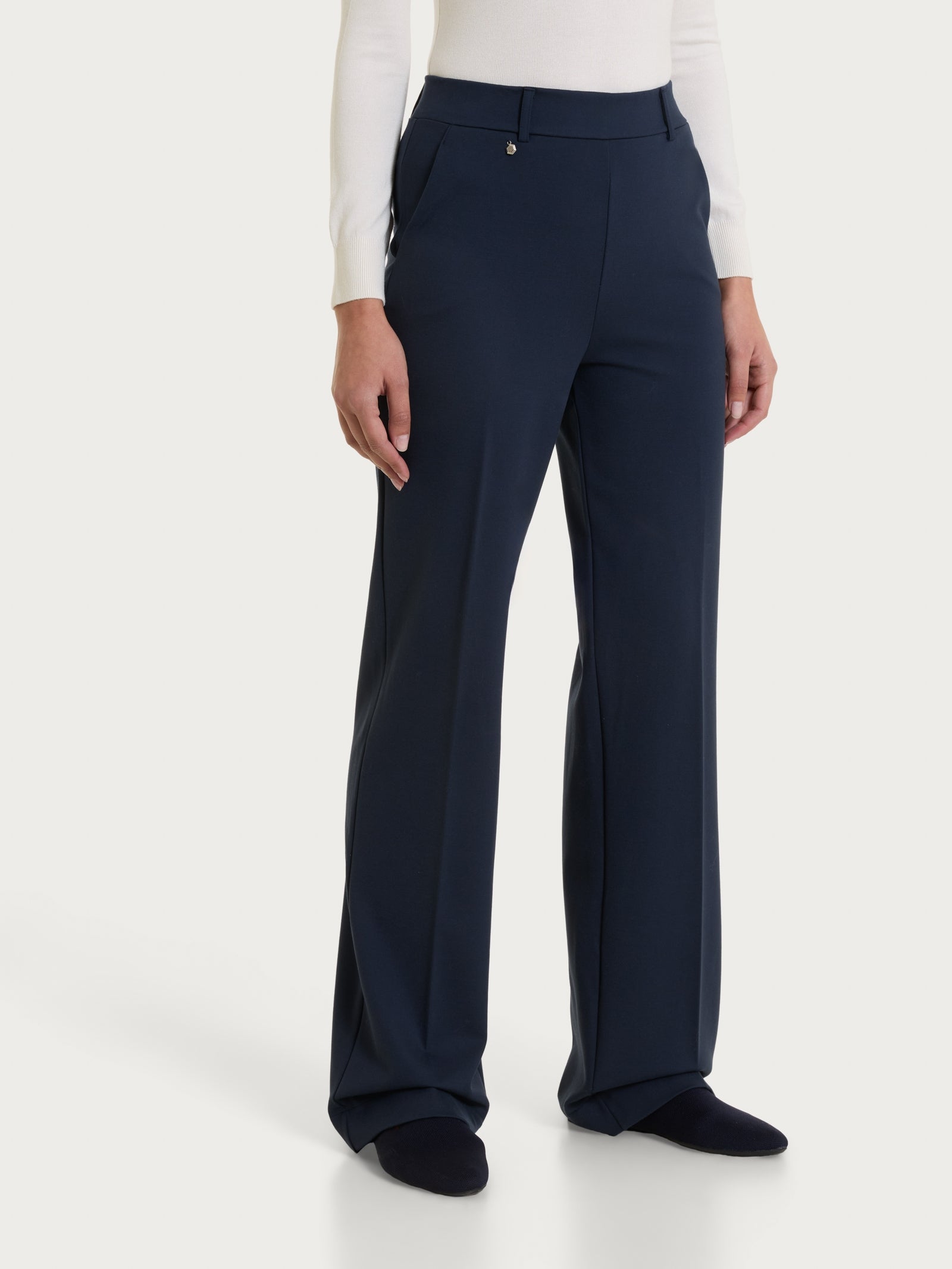 Pantalone ampio con tasche in Cashmere Compact Blu Donna - Ragno