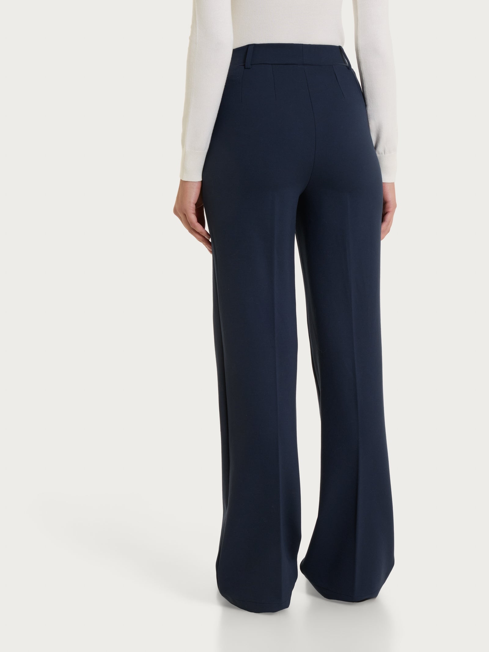 Pantalone ampio con tasche in Cashmere Compact Blu Donna - Ragno