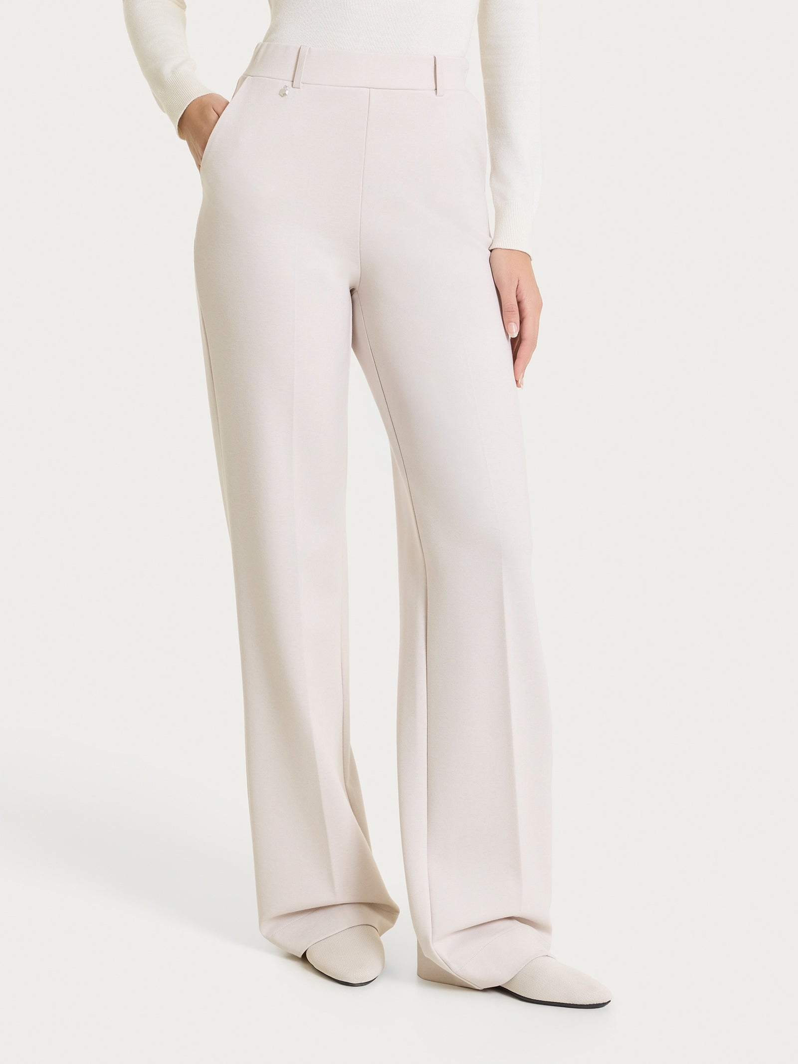 Pantalone ampio con tasche in Cashmere Compact Bianchi Donna - Ragno